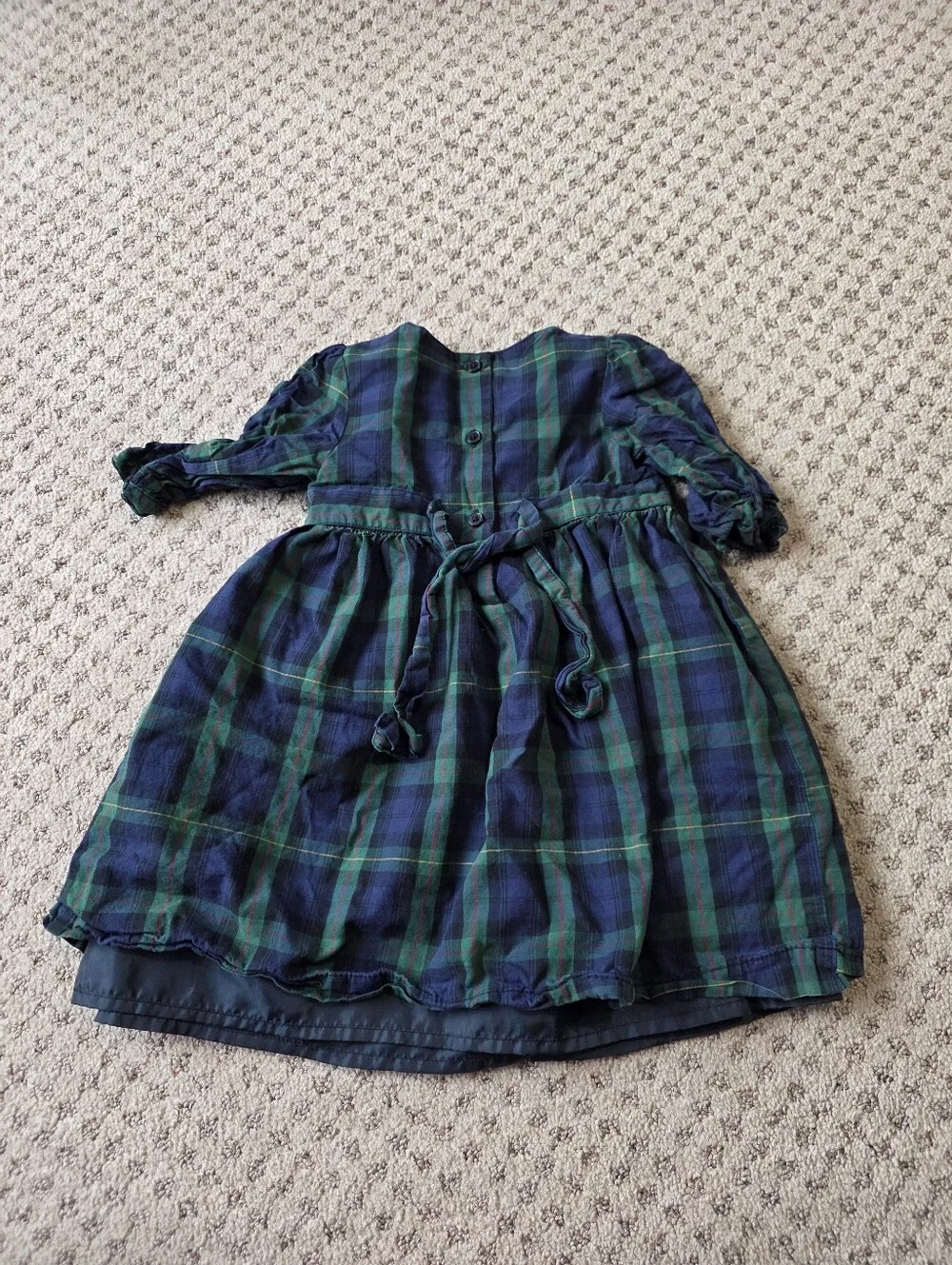 OshKosh B'gosh Navy and Green Plaid Holiday Dress